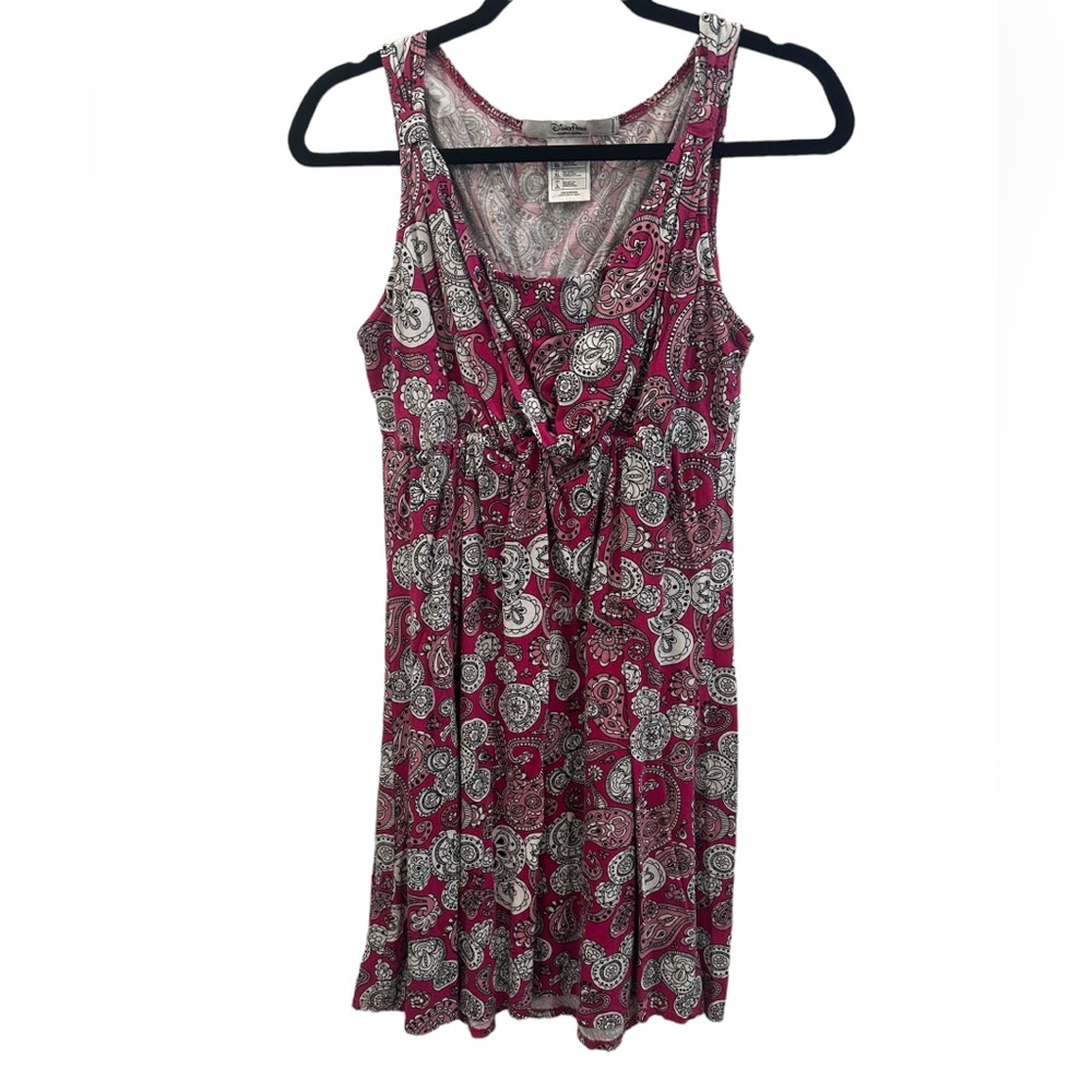 Disney Parks Pink/Purple Paisley Hidden Mickey/Minnie Mouse Jersey Dress Size L